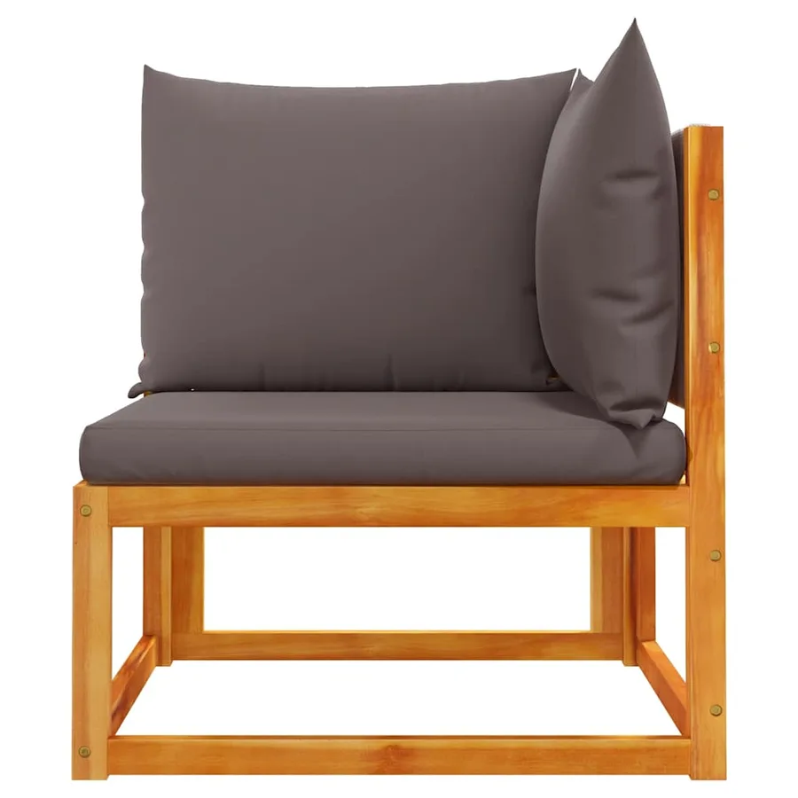 Canapé d'angle de jardin avec coussins en bois d'acacia et corde - 4