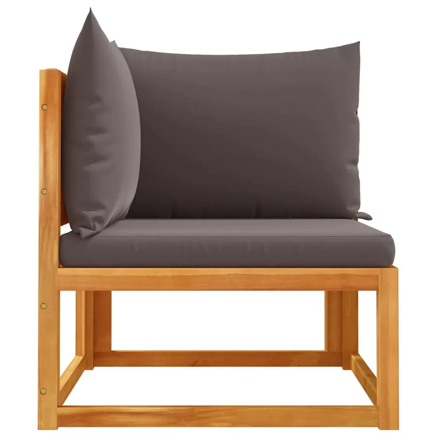 Canapé d'angle de jardin avec coussins en bois d'acacia et corde - 5