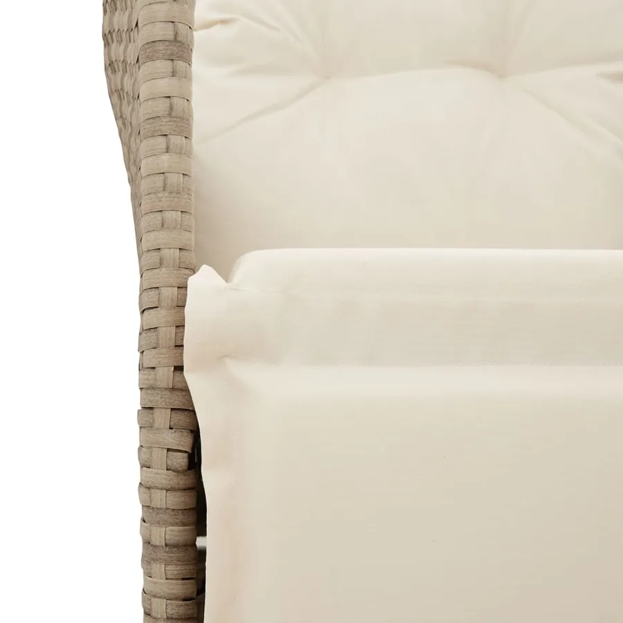 Canapé de jardin inclinable 2 places avec table beige rotin - 9
