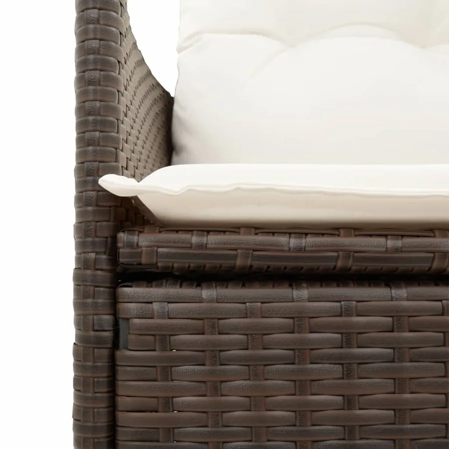 Canapé de jardin inclinable 2 places avec table marron rotin - 9