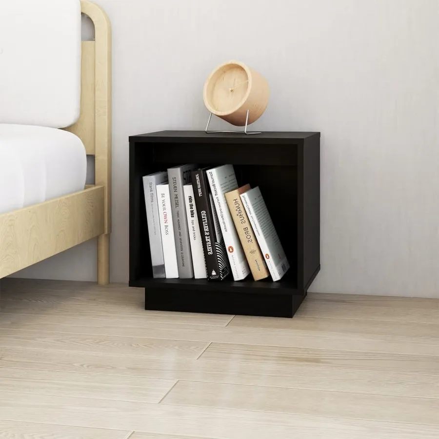 Tables de chevet 2 pcs Noir 40x30x40 cm Bois de pin solide - 3