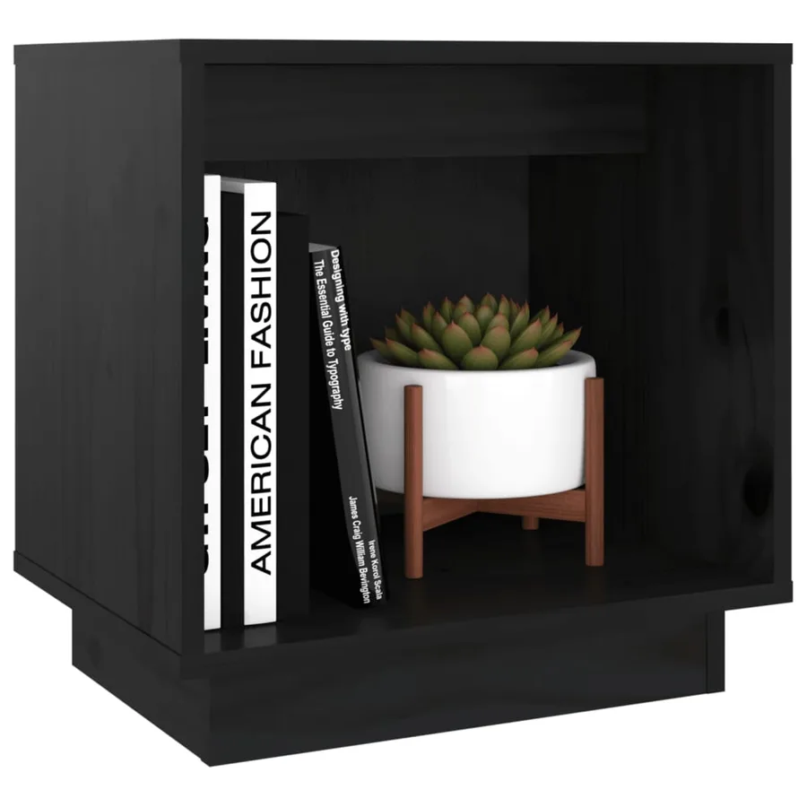 Tables de chevet 2 pcs Noir 40x30x40 cm Bois de pin solide - 4