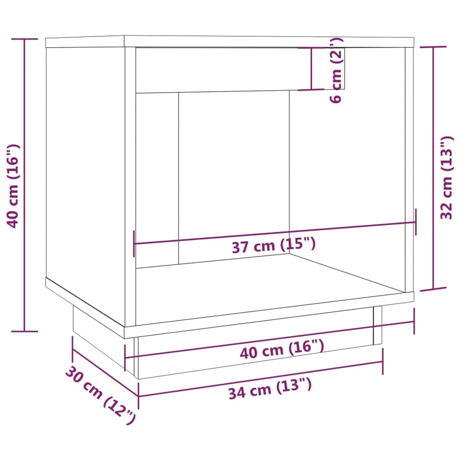 Tables de chevet 2 pcs Noir 40x30x40 cm Bois de pin solide - 8