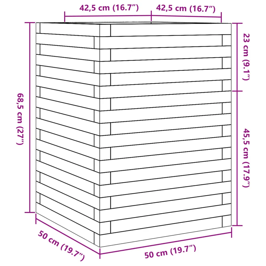 Jardinière 50x50x68,5 cm bois massif de douglas - 10