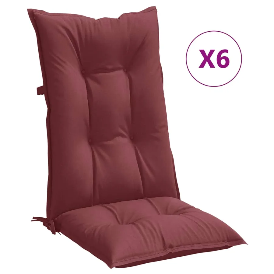 Coussins de chaise dossier haut lot de 6 rouge bordeaux mélangé - 2