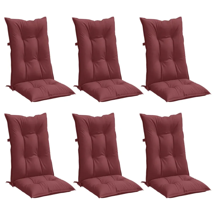Coussins de chaise dossier haut lot de 6 rouge bordeaux mélangé - 4