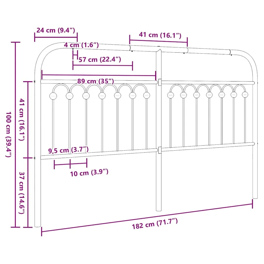 Tête de lit de remplacement métal noir 180 cm - 6