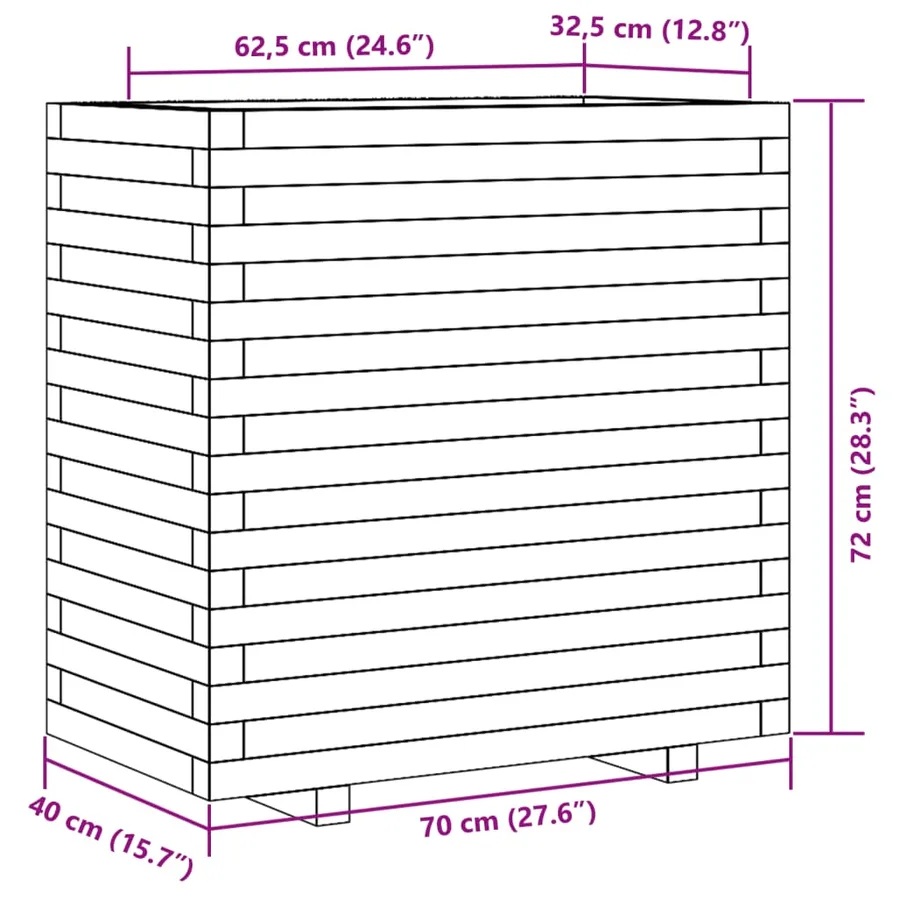 Jardinière blanc 70x40x72 cm bois de pin massif - 10