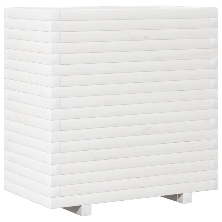 Jardinière blanc 70x40x72 cm bois de pin massif - 2