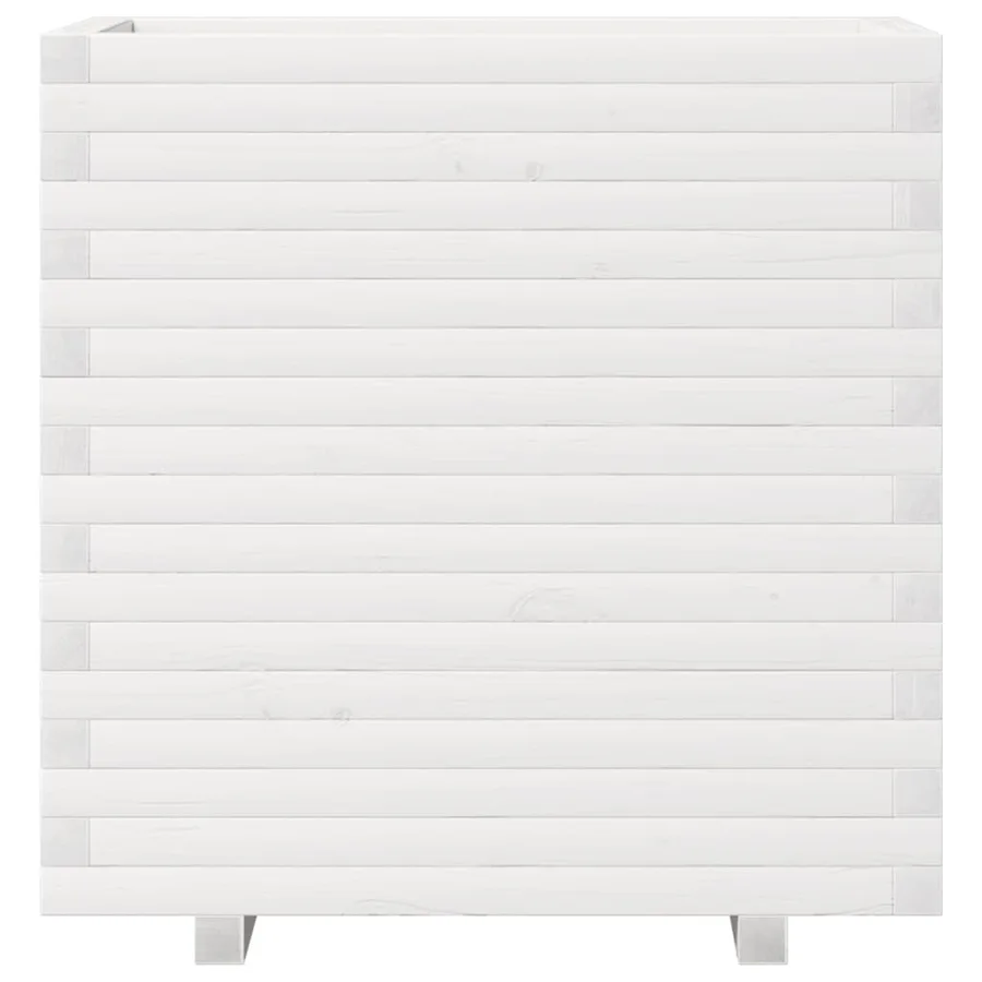 Jardinière blanc 70x40x72 cm bois de pin massif - 5