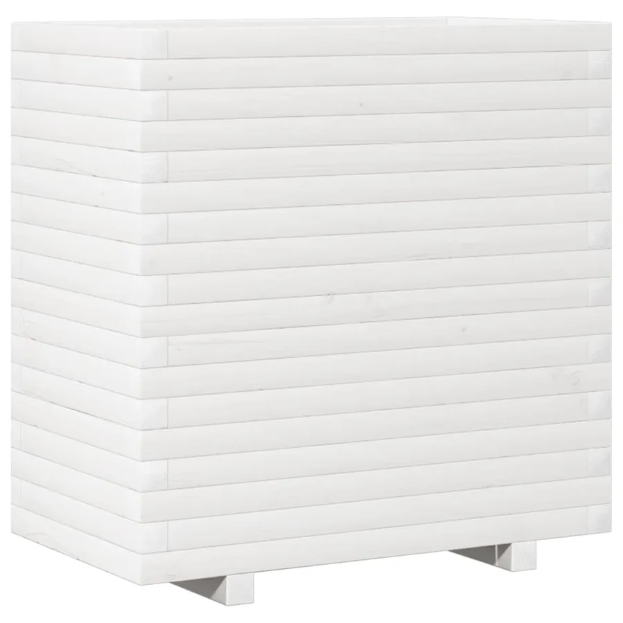 Jardinière blanc 70x40x72 cm bois de pin massif - 7