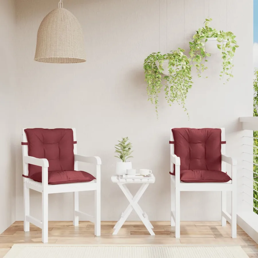 Coussins de chaise dossier bas lot de 2 rouge bordeaux mélangé - 3