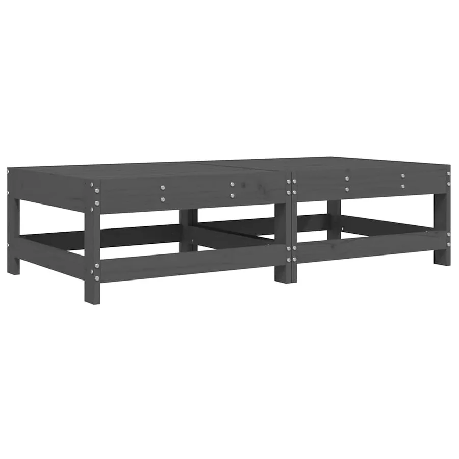 Repose-pieds de jardin coussins lot de 2 gris bois pin massif - 3