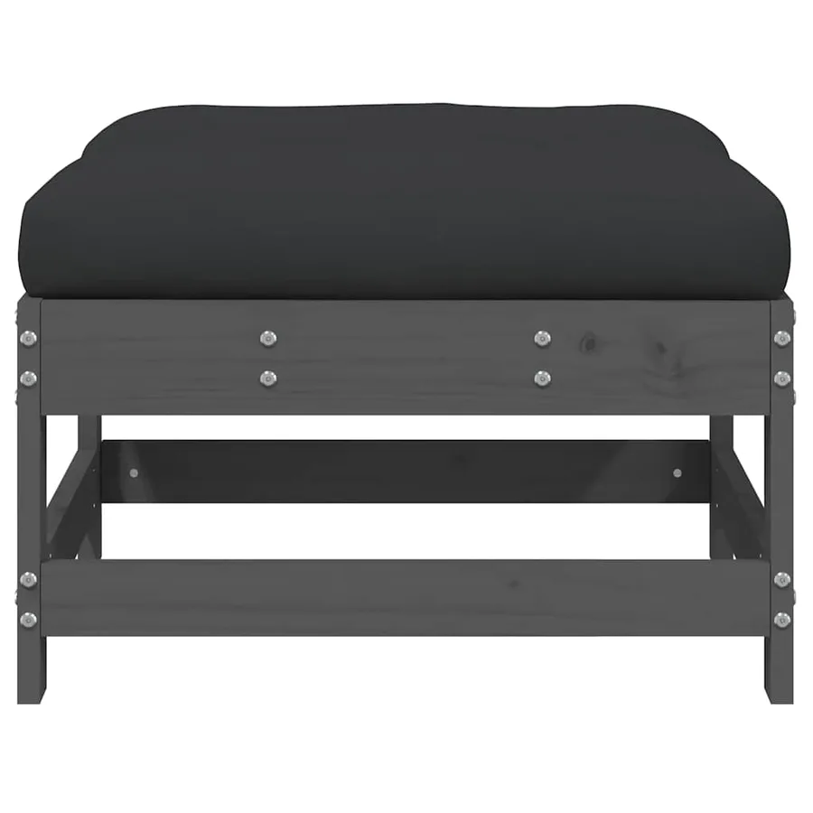 Repose-pieds de jardin coussins lot de 2 gris bois pin massif - 5