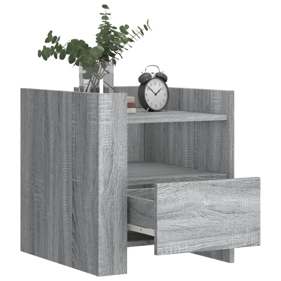 Table de chevet sonoma gris 45x50x50 cm bois d'ingénierie - 3