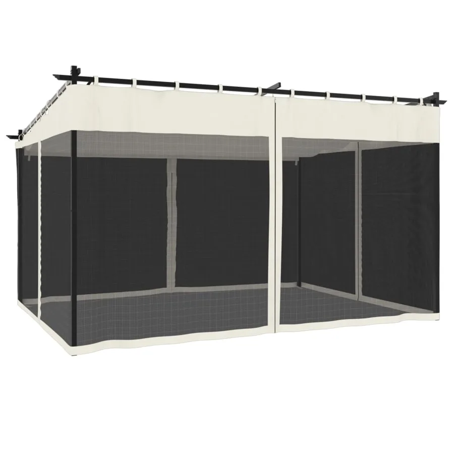 Tonnelle avec parois en filet crème 4x3 m acier - 6