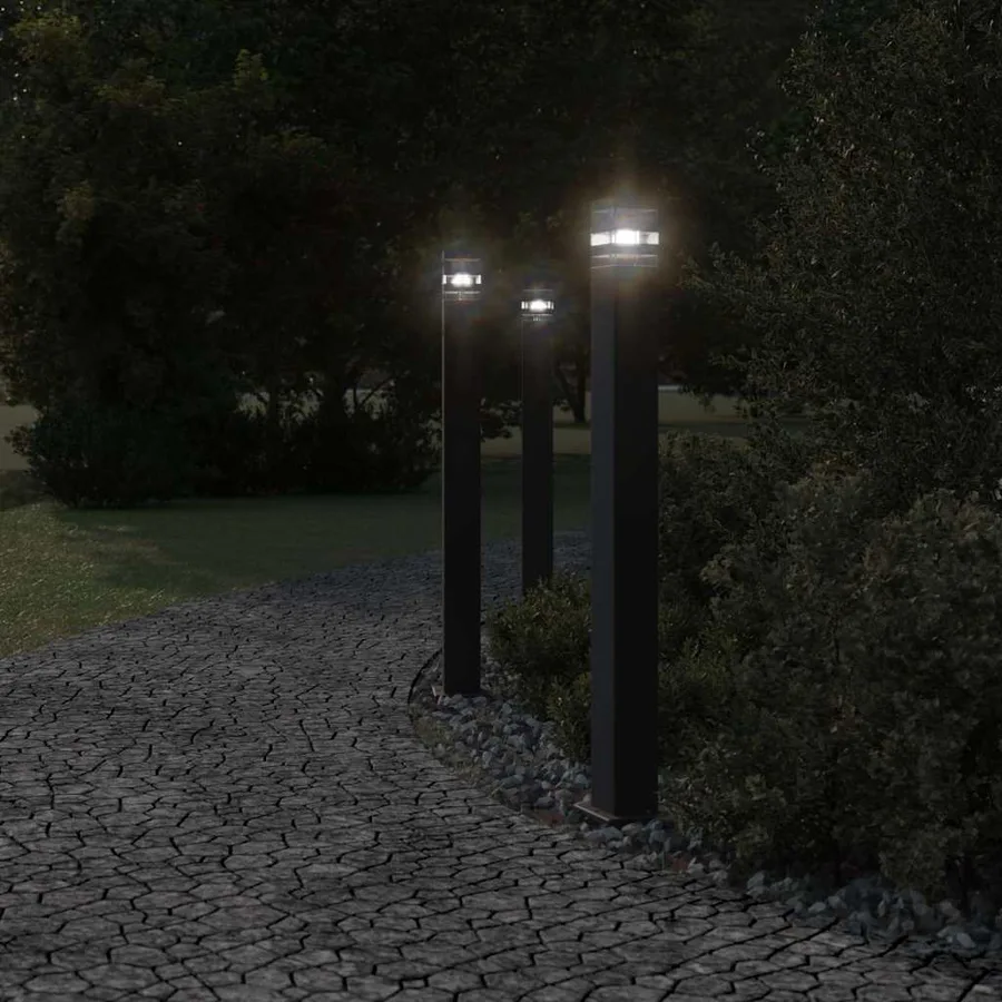 Lampadaires d'extérieur 3 pcs noir 110 cm aluminium - 3