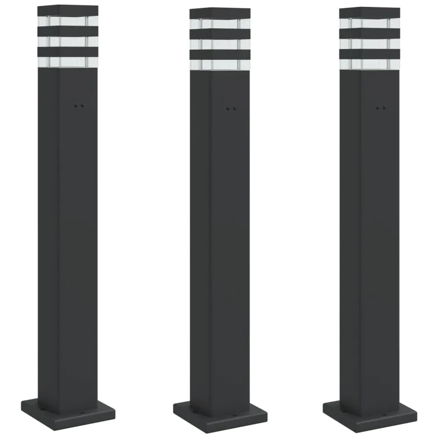 Lampadaires d'extérieur avec sortie 3 pcs noir 80 cm aluminium - 2