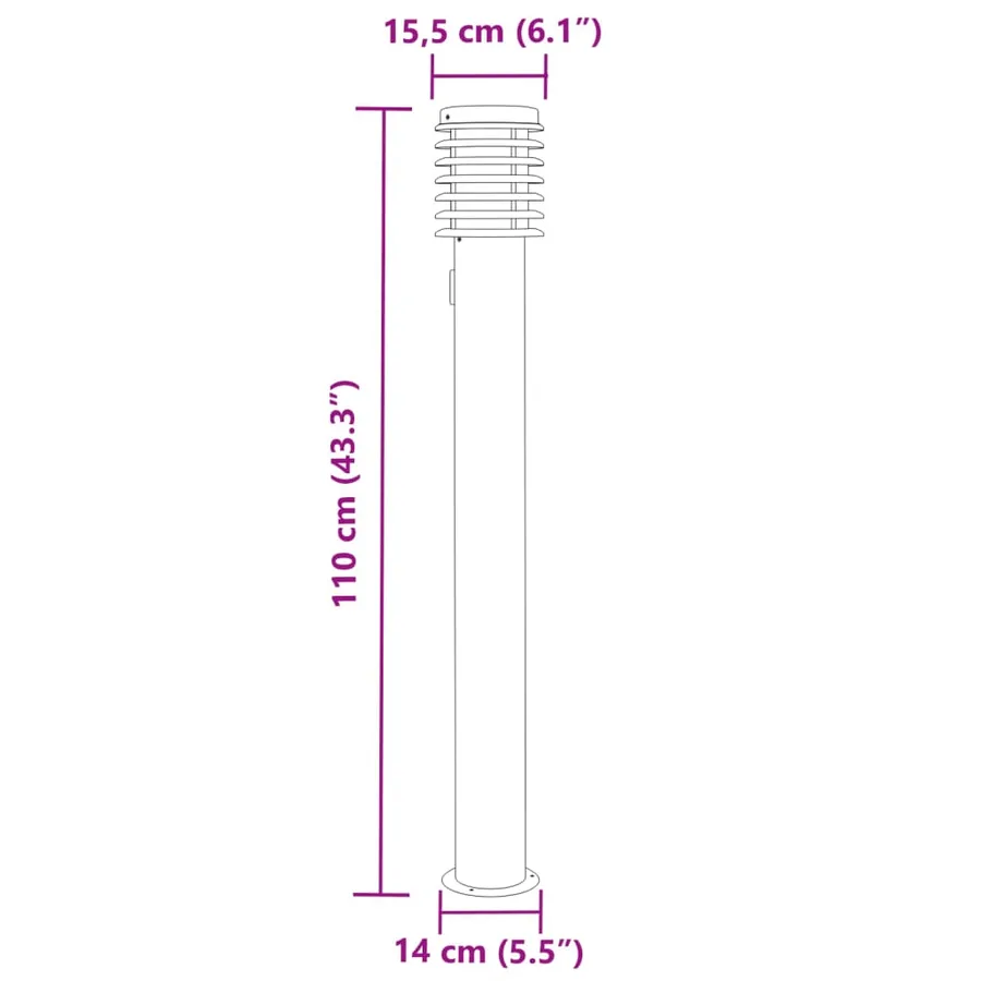 Lampadaire d'extérieur avec sortie noir 110 cm acier inoxydable - 7
