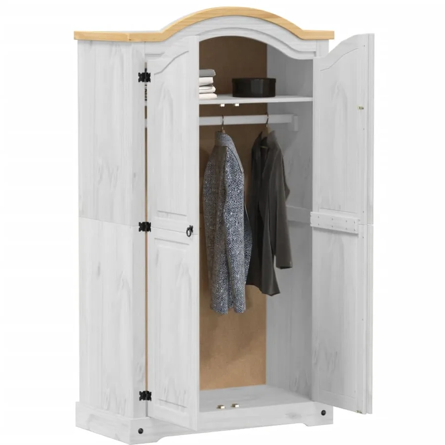 Garde-robe Corona blanc 102x52x186 cm bois de pin massif - 3
