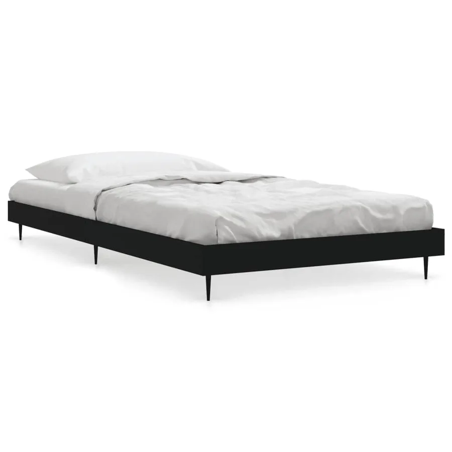 Cadre de lit sans matelas noir 90x200 cm bois d'ingénierie - 2