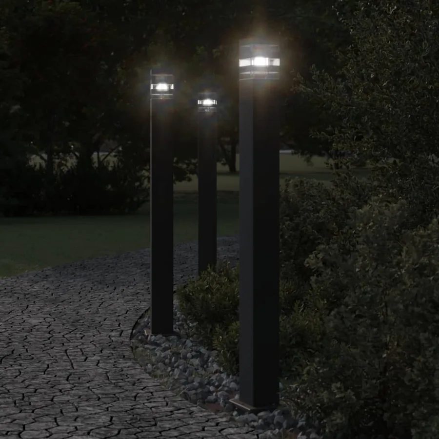 Lampadaire d'extérieur avec capteur noir 110 cm aluminium