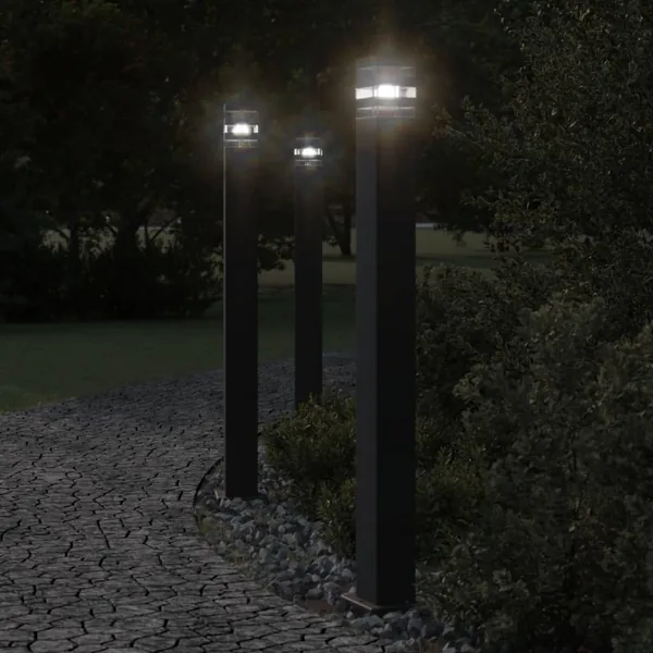 Lampadaire d'extérieur avec capteur noir 110 cm aluminium
