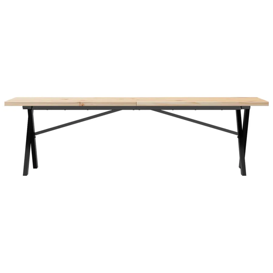 Table basse cadre en X 160x40x45,5 cm bois de pin massif acier - 4