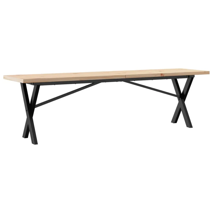 Table basse cadre en X 160x40x45,5 cm bois de pin massif acier - 6