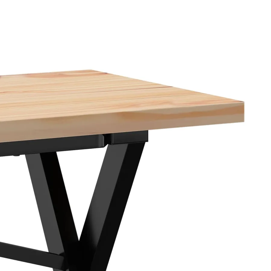 Table basse cadre en X 160x40x45,5 cm bois de pin massif acier - 7