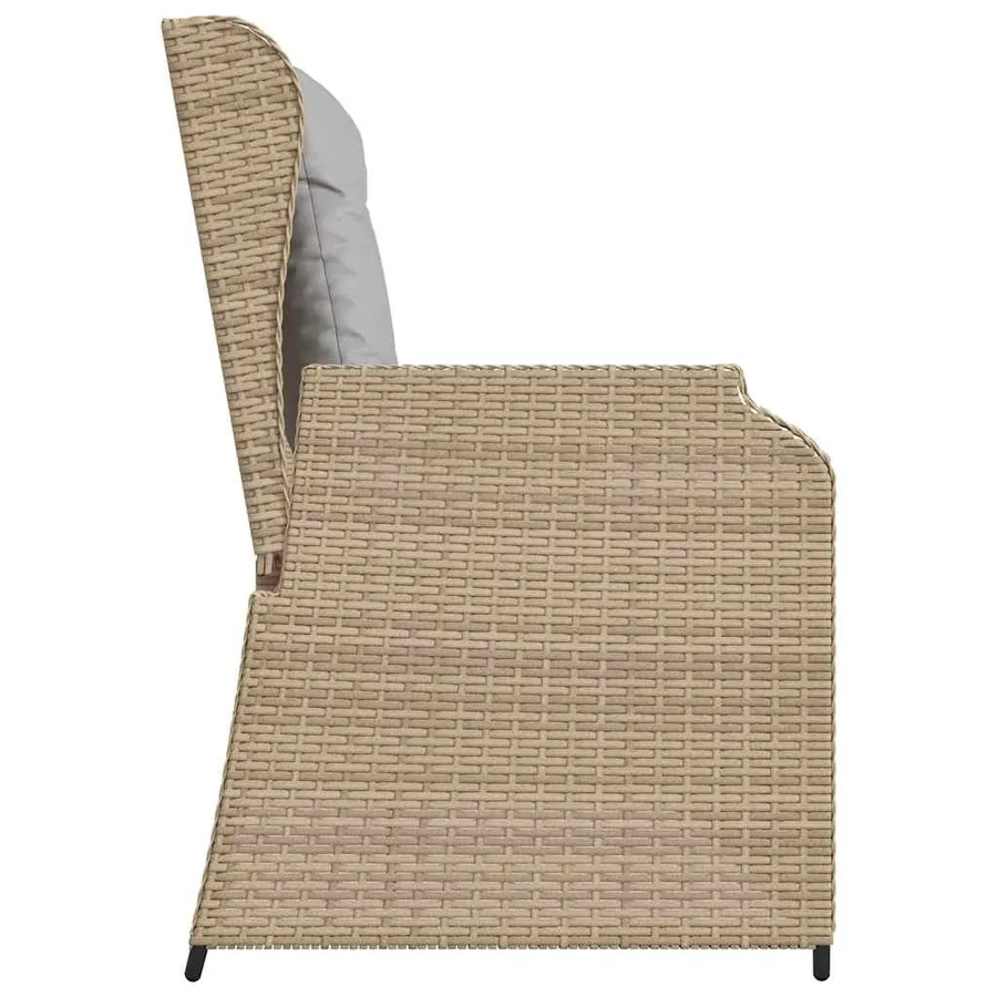 Banc inclinable de jardin avec coussins beige résine tressée - 5