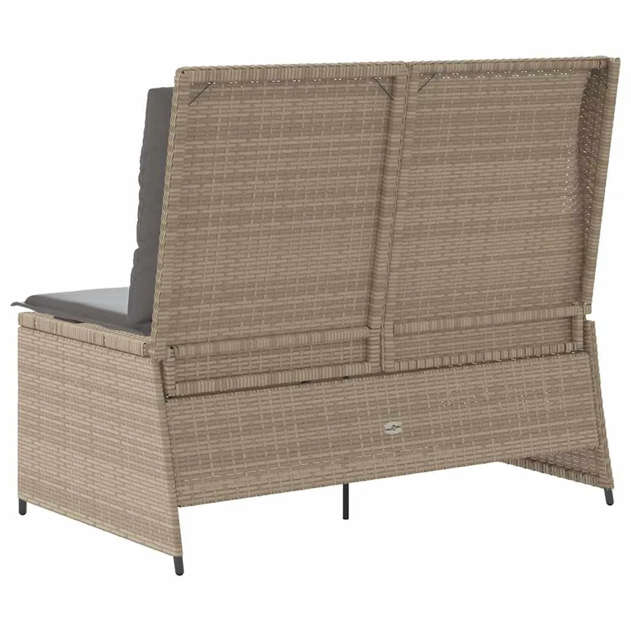 Banc inclinable de jardin avec coussins beige résine tressée - 6