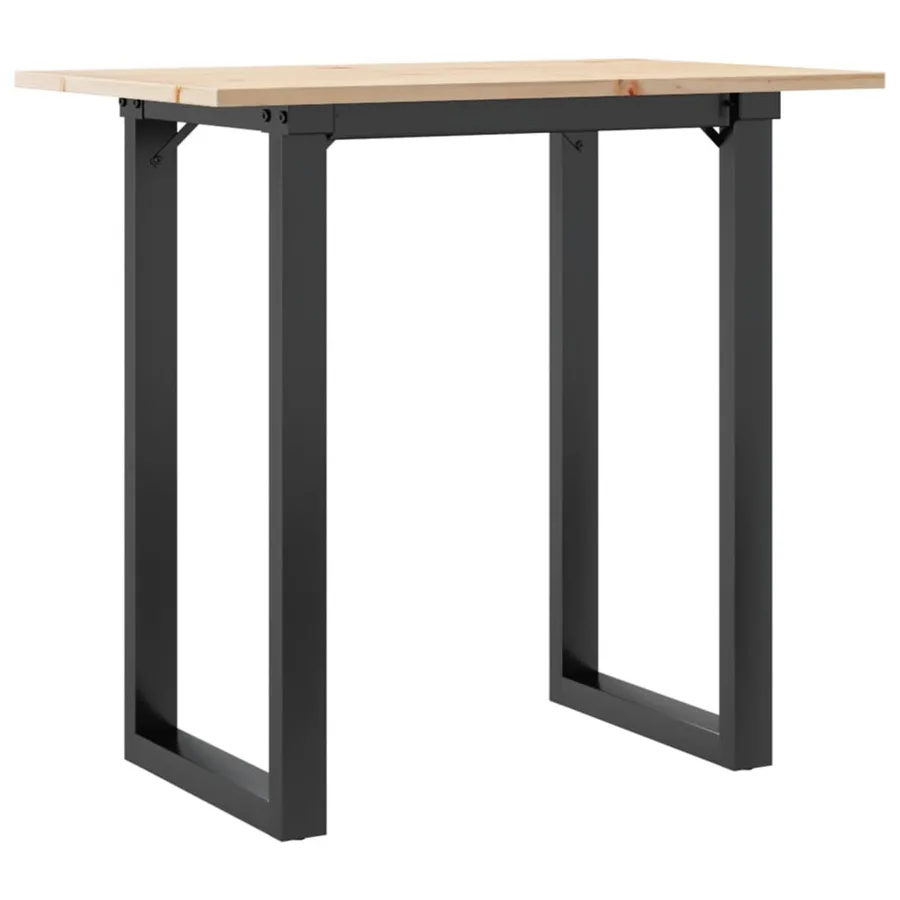 Table à manger cadre en O 80x50x75 cm bois de pin massif acier - 2