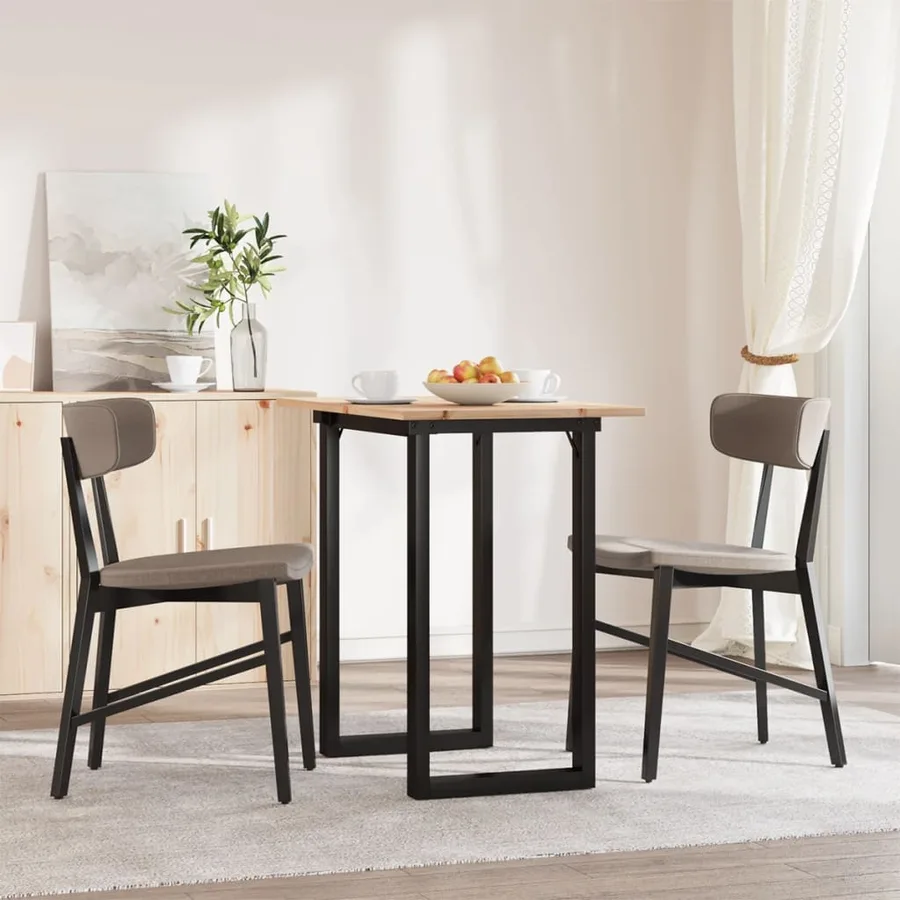 Table à manger cadre en O 80x50x75 cm bois de pin massif acier - 3