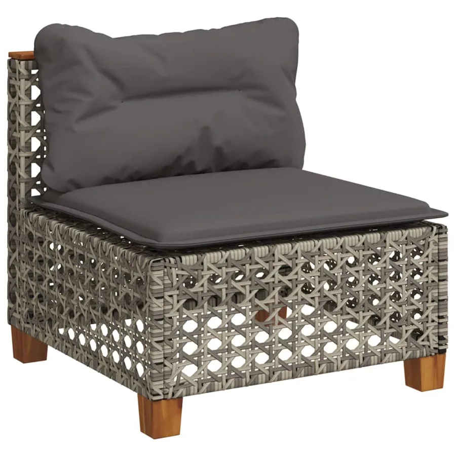 Canapé de jardin sans accoudoirs coussins gris résine tressée - 2