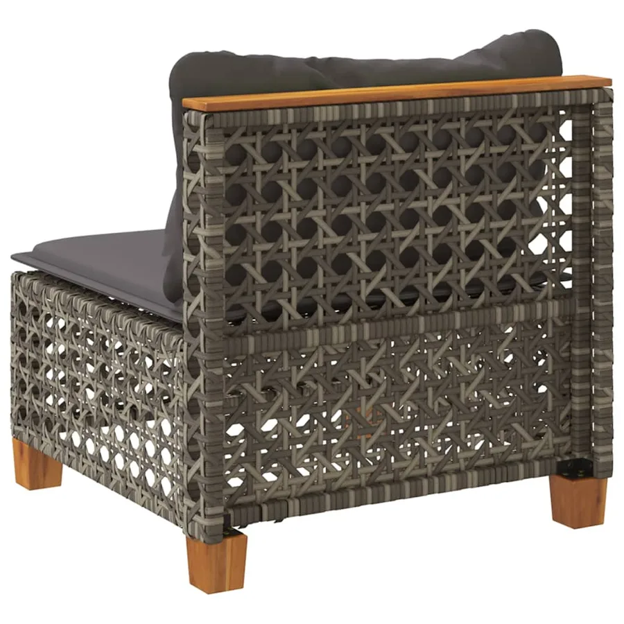 Canapé de jardin sans accoudoirs coussins gris résine tressée - 6