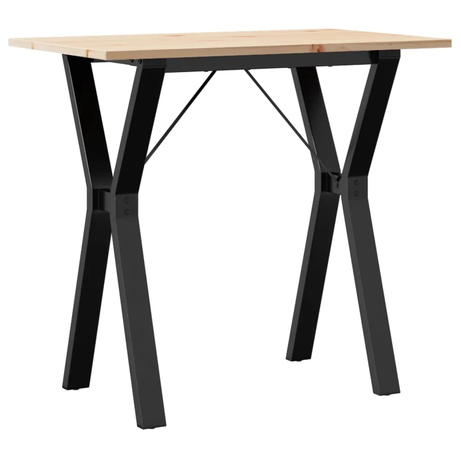 Table à manger cadre en Y 80x50x75 cm bois de pin massif acier - 2