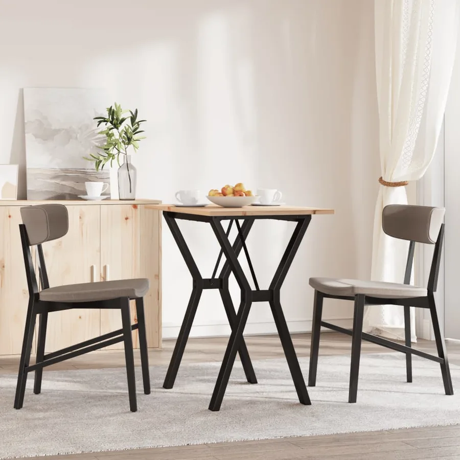 Table à manger cadre en Y 80x50x75 cm bois de pin massif acier - 3
