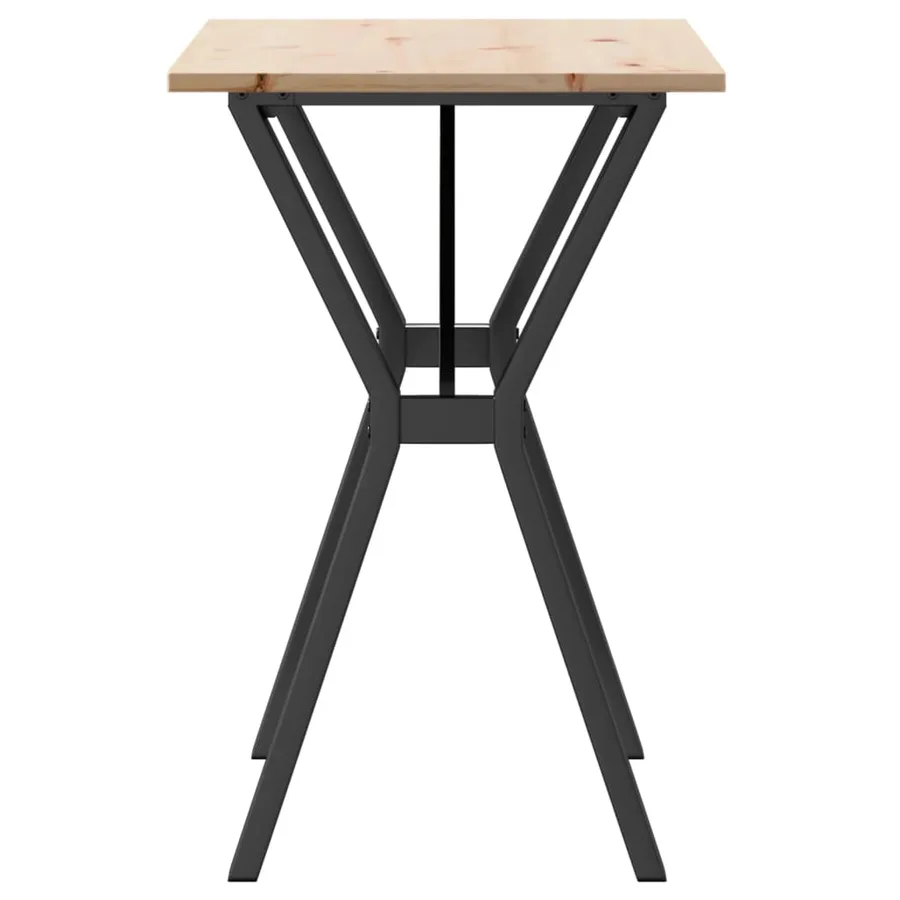 Table à manger cadre en Y 80x50x75 cm bois de pin massif acier - 5