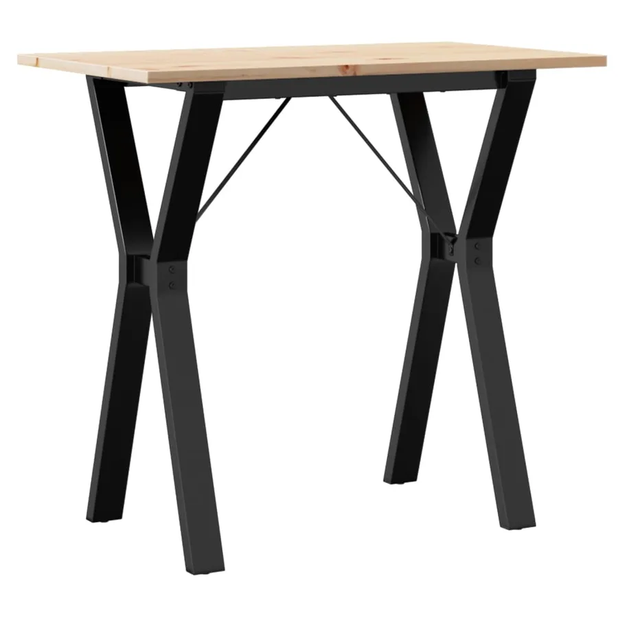Table à manger cadre en Y 80x50x75 cm bois de pin massif acier - 6