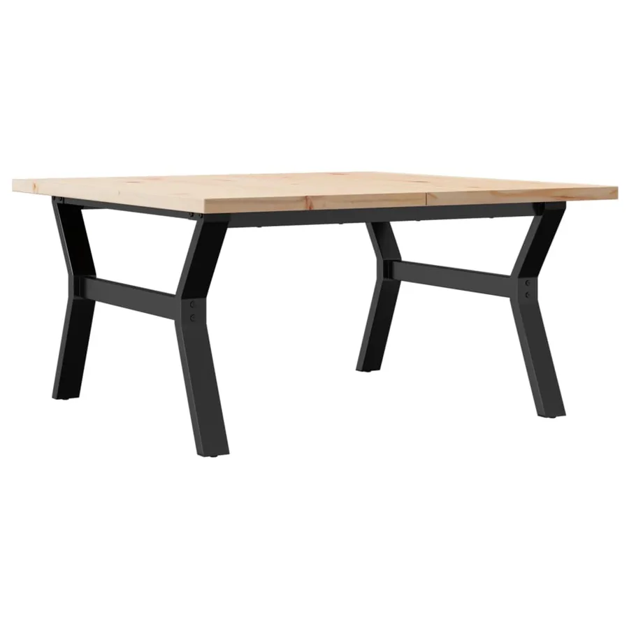 Table basse cadre en Y 90x90x45,5cm bois de pin massif et acier - 2