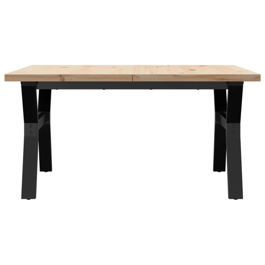 Table basse cadre en Y 90x90x45,5cm bois de pin massif et acier - 4