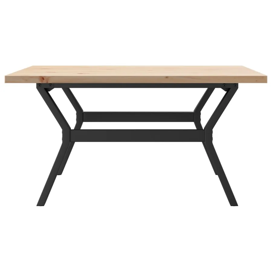 Table basse cadre en Y 90x90x45,5cm bois de pin massif et acier - 5