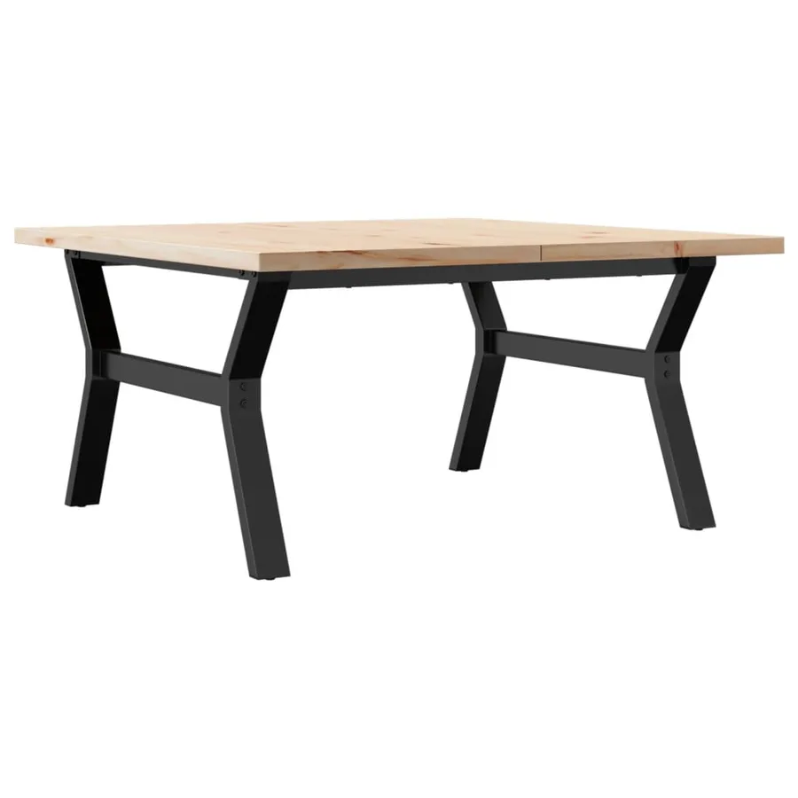 Table basse cadre en Y 90x90x45,5cm bois de pin massif et acier - 6