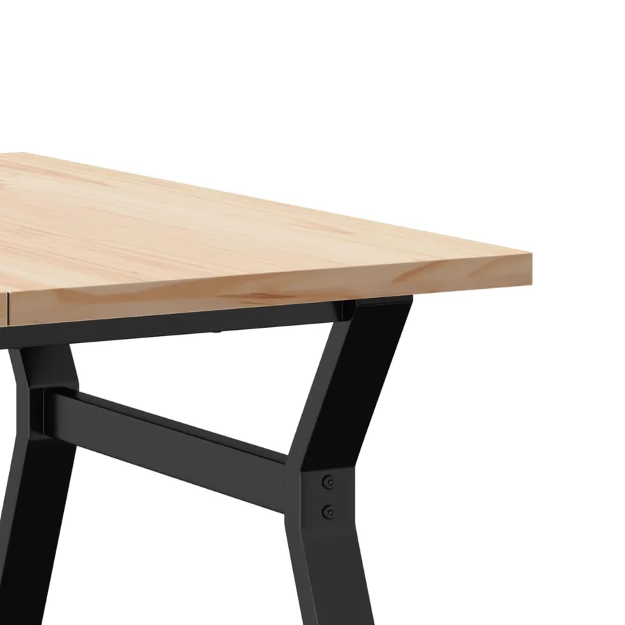 Table basse cadre en Y 90x90x45,5cm bois de pin massif et acier - 7