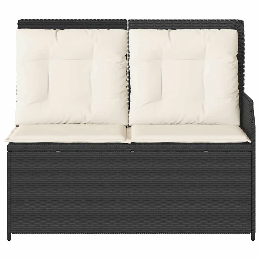 Banc inclinable de jardin avec coussins noir résine tressée - 4