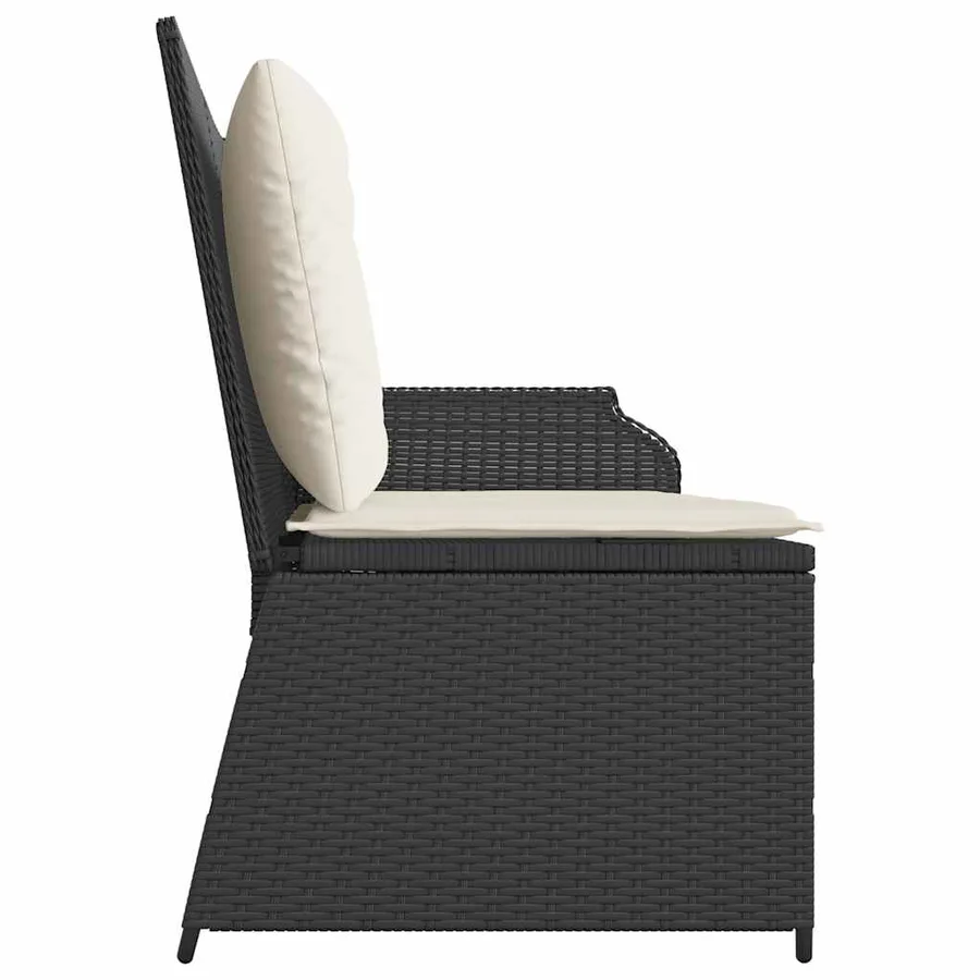 Banc inclinable de jardin avec coussins noir résine tressée - 5