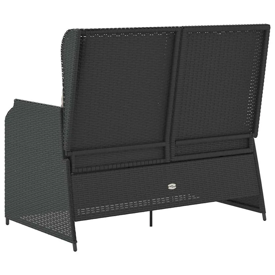 Banc inclinable de jardin avec coussins noir résine tressée - 6