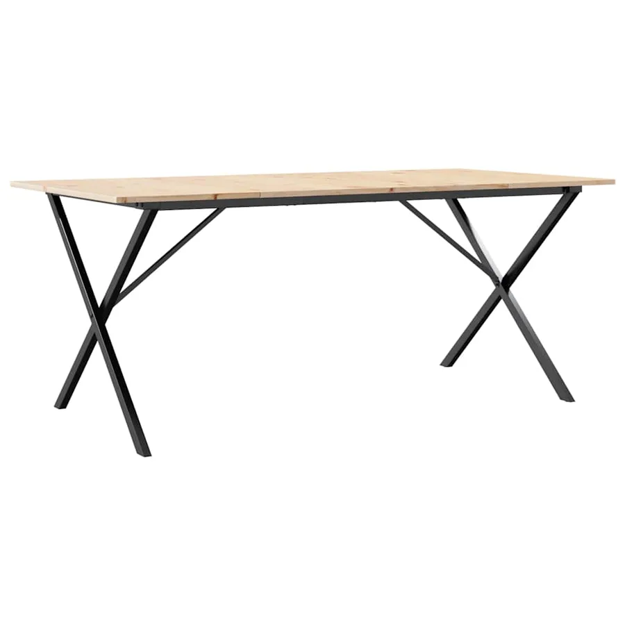 Table à manger cadre en X 180x90x75 cm bois de pin massif acier - 2