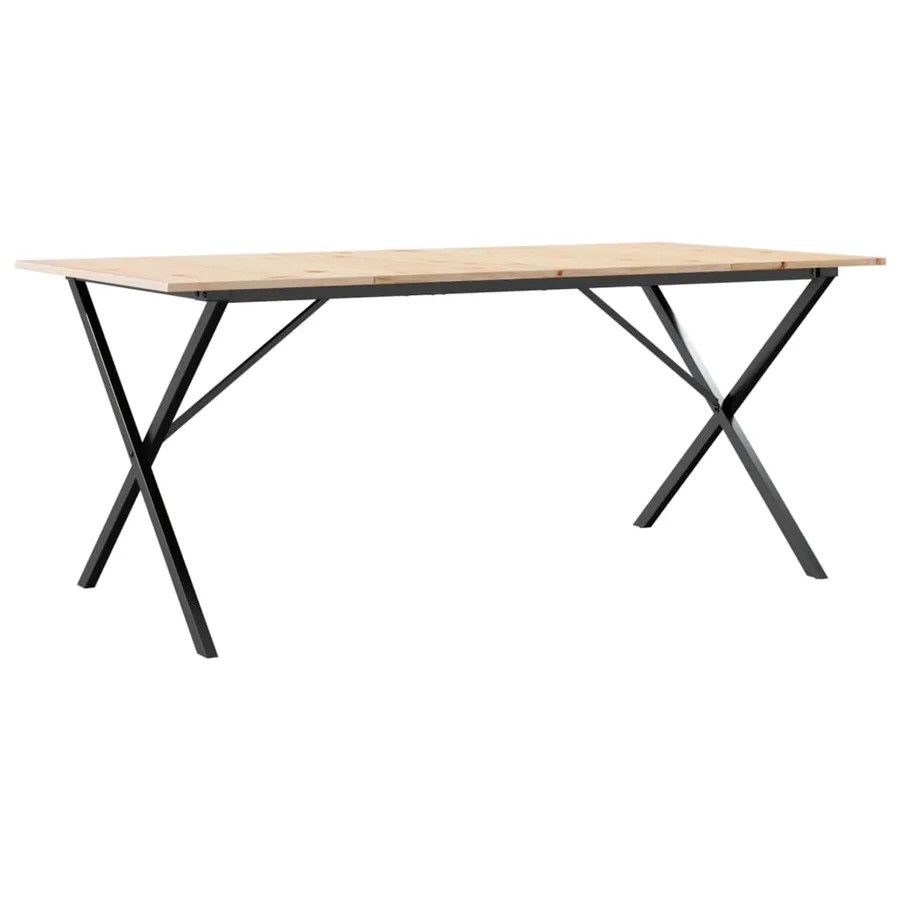 Table à manger cadre en X 180x90x75 cm bois de pin massif acier - 6